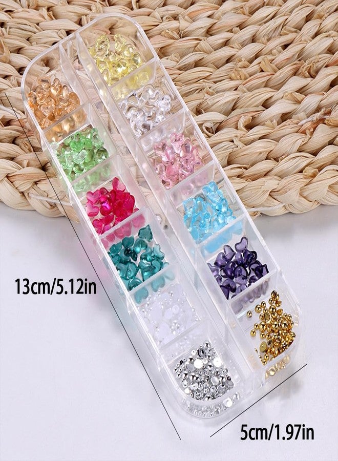 Dornail 1Box Heart Nail Charms Colorful Resin Rhinestones Heart Charms For Nails Design Half Nail Beads Nail Pearls Nail Gems Nail Crystals Hearts Nail Charm Nail Jewels For Nail Art Supplies Nail Accessories - Image 2